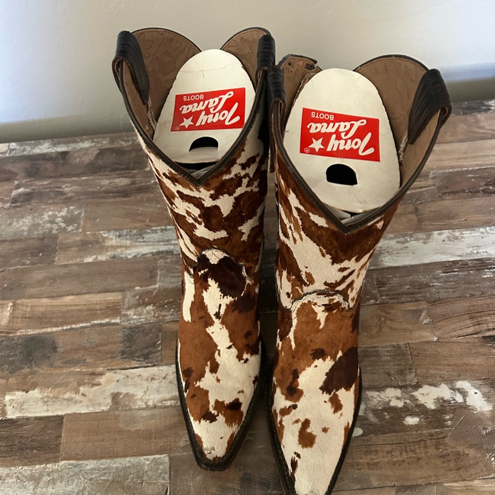 Tony Lama Brown and White Heeled Boots